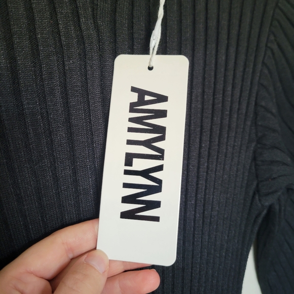 AMYLYNN The Bae Wide Leg Fitted Knit Jumpsuit in Black - Picture 10 of 12